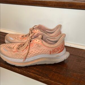 Hoka Orange Athletic Shoes with Breathable Mesh
